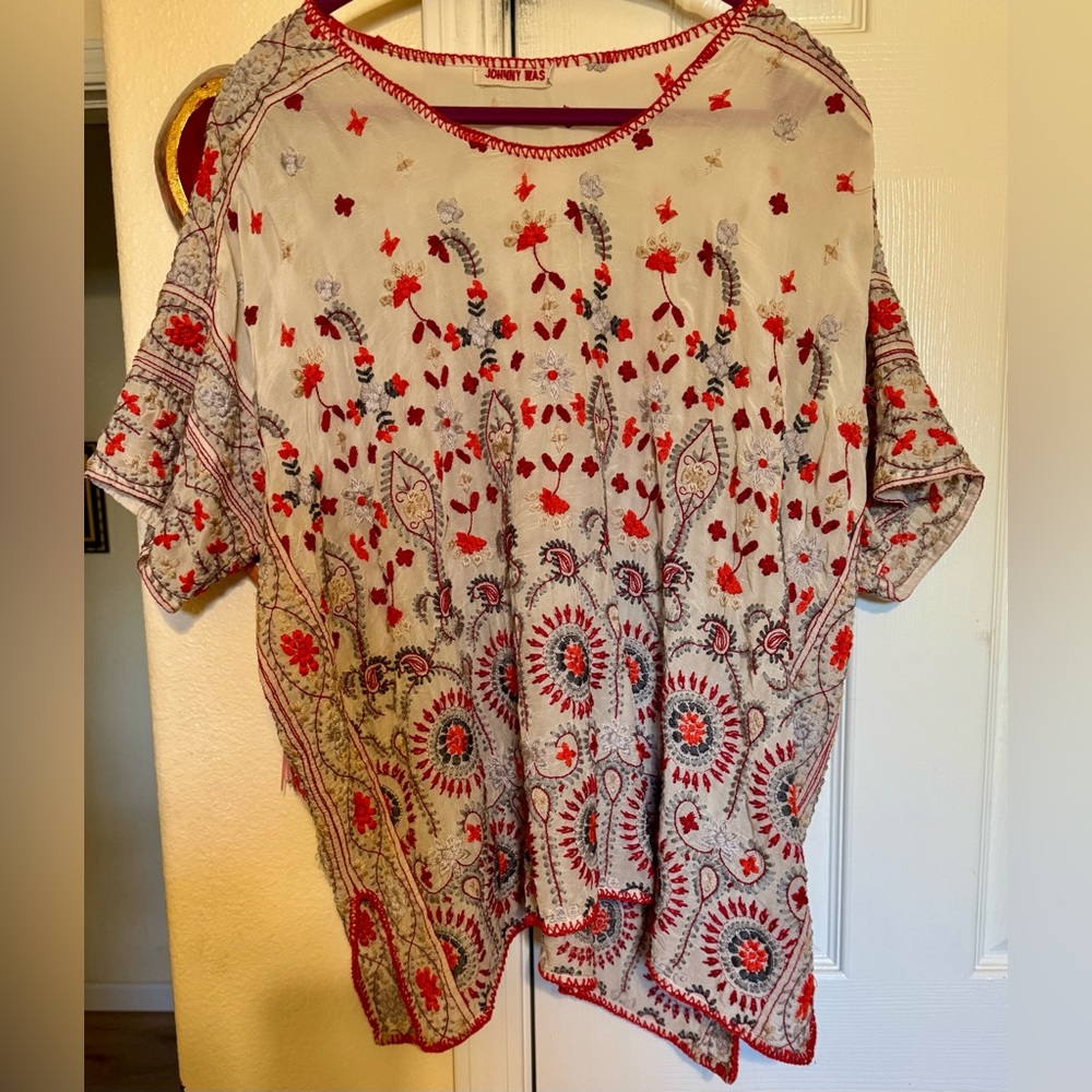 Johnny Was Embroidered Floral Women's Top
